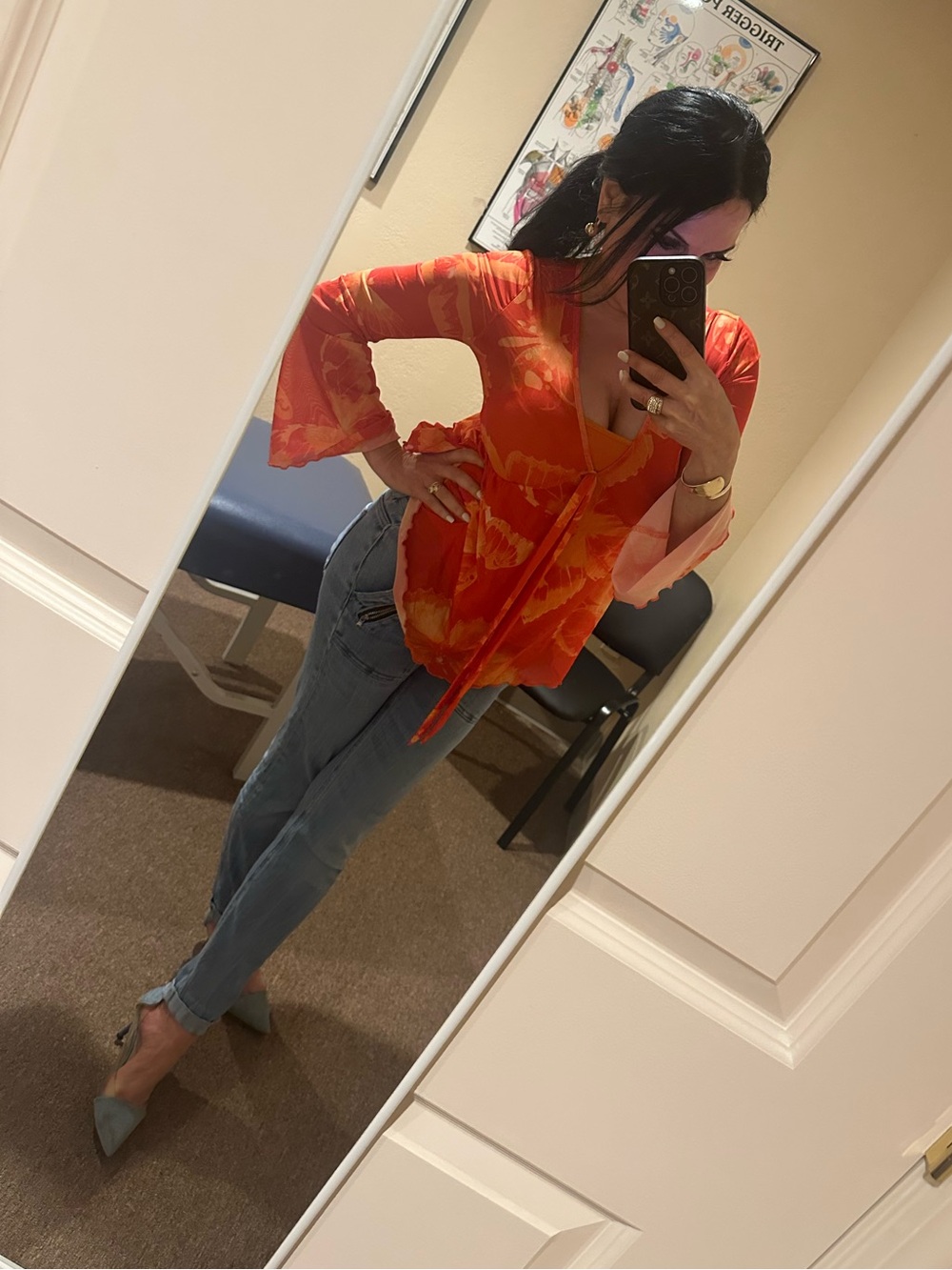 Orange sheer  summer top